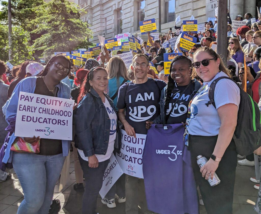 UPO members protesting cuts to early childhood education